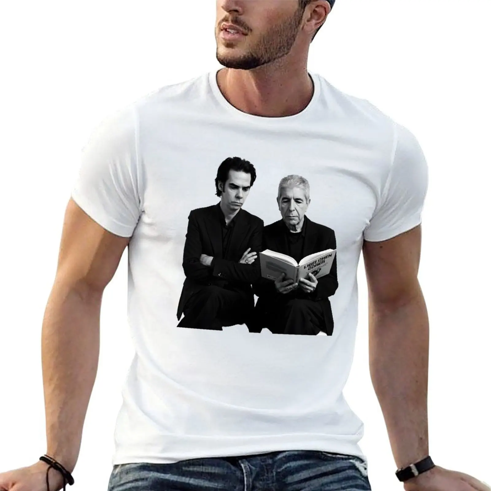 Nick Cave and Leonard Cohen T-Shirt man t shirt heavy cotton printed t shirts for man man t shirts graphic T-shirt