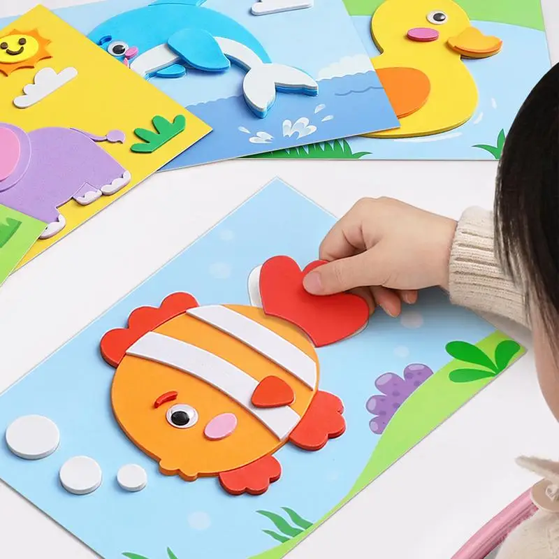 

Cartoon EVA Sticker Toys Toddler Kids Art Craft Kits Interactive Handmade Crafts Learning Toy For Kids Kindergarten Education