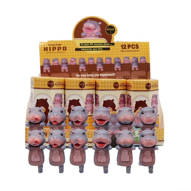 

Hippo lying down blind box Wobo hippo lying down angel figure computer screen decorative figure ornament blind box