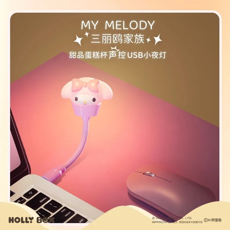 Japanese Sanrio Kawaii Hello Kitty USB Nightlight Cartoon Melody Pochacco Bedroom Bedlight Children's Creative Festival Gift