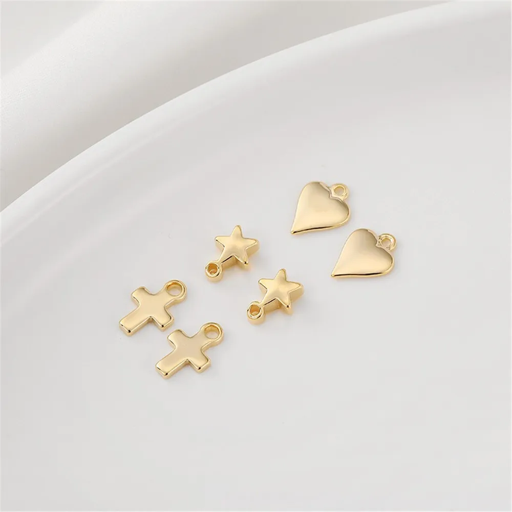 14K Goud Pakket Love Droplet Star Hanger Handgemaakte Diy Armband Ketting Materiaal Verlengde Ketting Staart Ketting Opknoping Accessoires