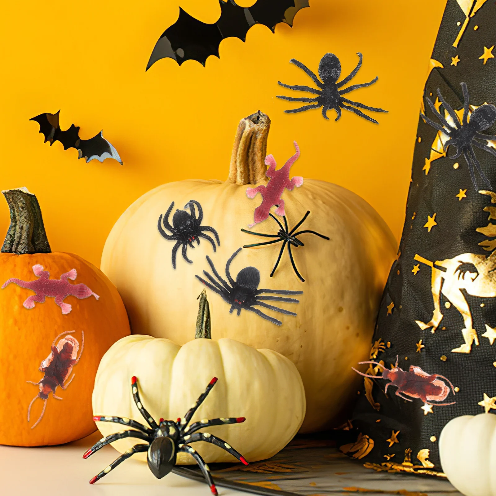 148Pcs Fake Spider Prop Artificial Scary Decor for Halloween April Fools Day Mischief Prank Spooky Home Haunted House Essentials