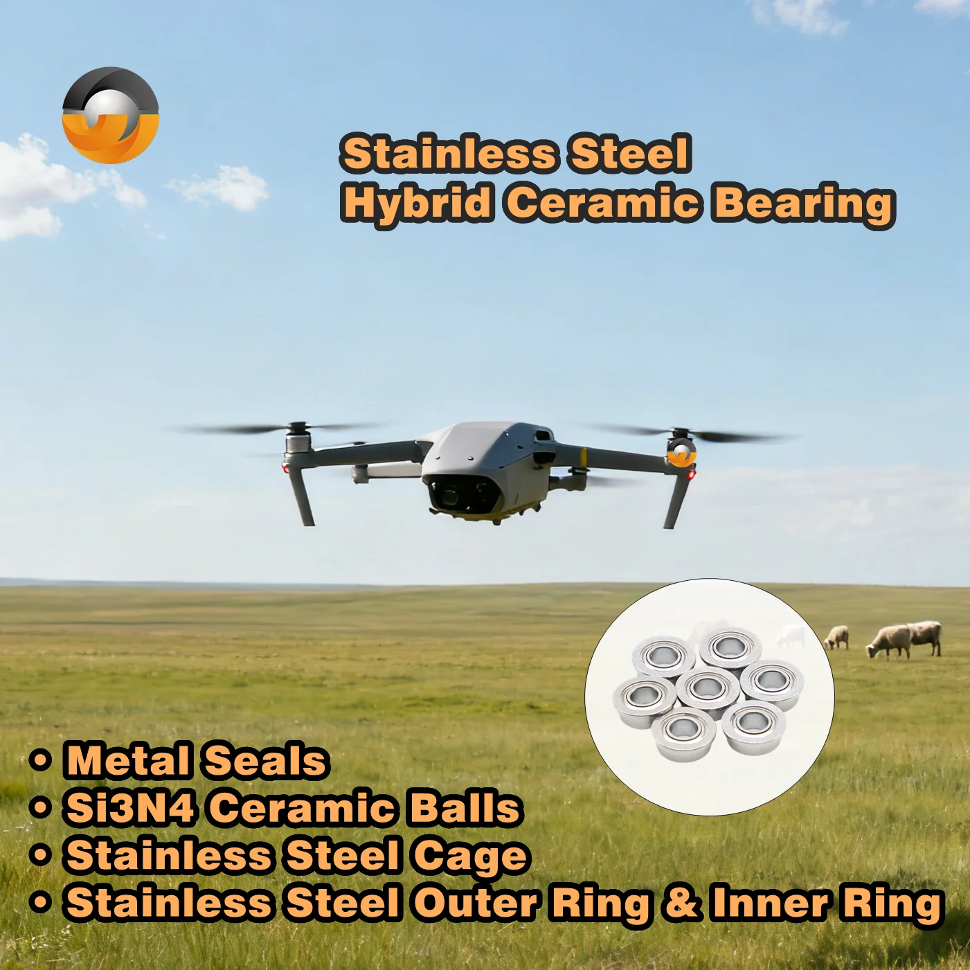 

2PCS SFR133ZZ CB Flange Hybrid Ceramic Ball Bearings 3/32'' x 3/16'' x 3/32'' inch Flanged Ball Bearings RIF-3332ZZ