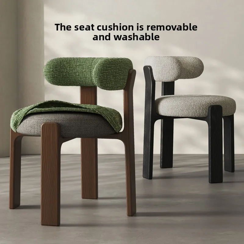 Solid Wood Living Room Simple and Modern Dining Chair Household Bedroom Backrest Chair Cream Style Office Dining Table Chair