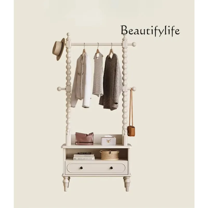 X40 French Cream Style All Solid Wood Coat Rack Floor-to-ceiling Bedroom Integrated Hanger
