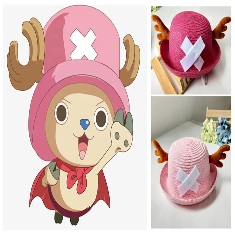 ONE PIECE Tony Chopper Cosplay Hat Adult And Children\'s Lovely Round Top Deer Antler Sunshade Hat Straw Hat Clothing Accessories