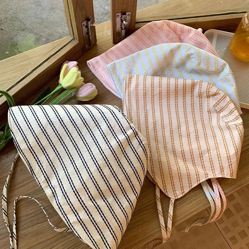 Large Brim Foldable Bucket Hats With String For Women Korean Striped Female Panama Bob Outdoor Mountaineering Hat