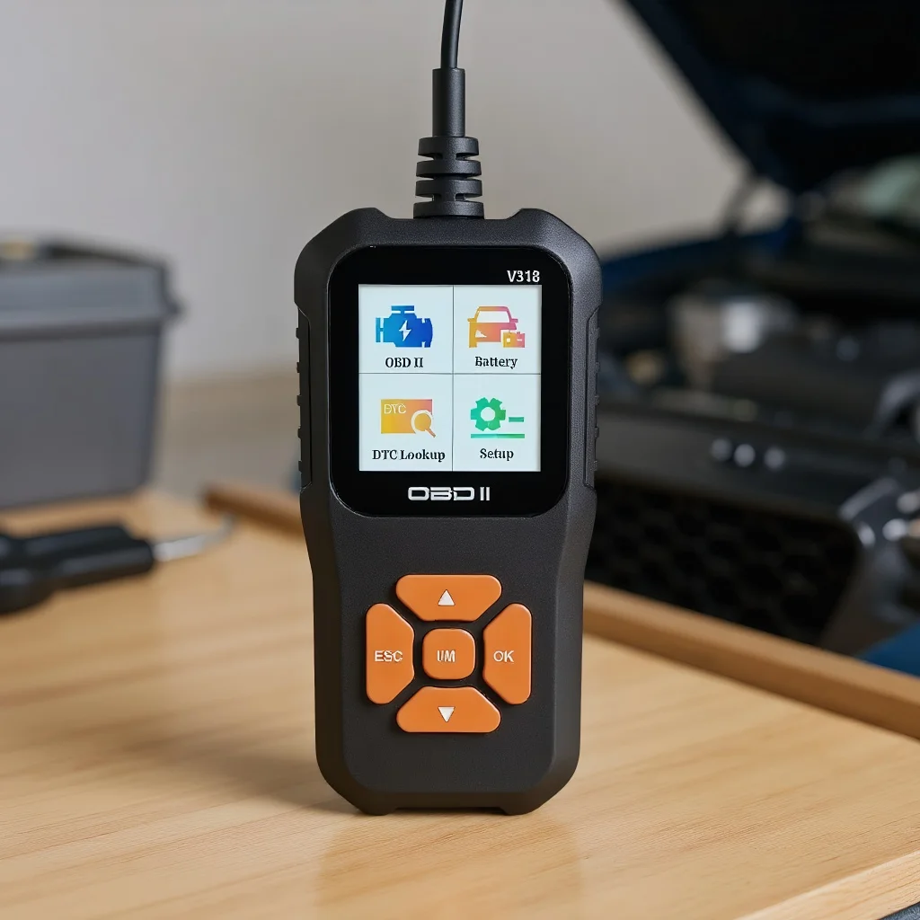 

​​OBD2 Car Diagnostic Tool - Engine Code Reader with Battery Test and Reset Function​​