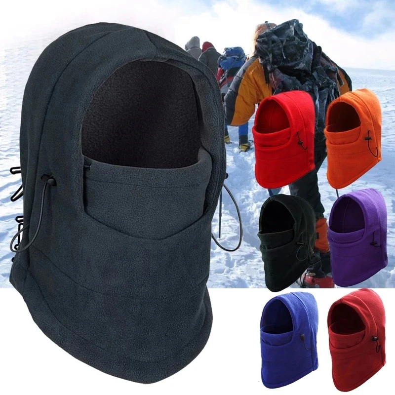 Winter Men Women Warm Hat Waterproof Thermal Fleece Balaclava Hat Hooded Neck Warmer Hiking Scarves Outdoor Riding Windproof Cap