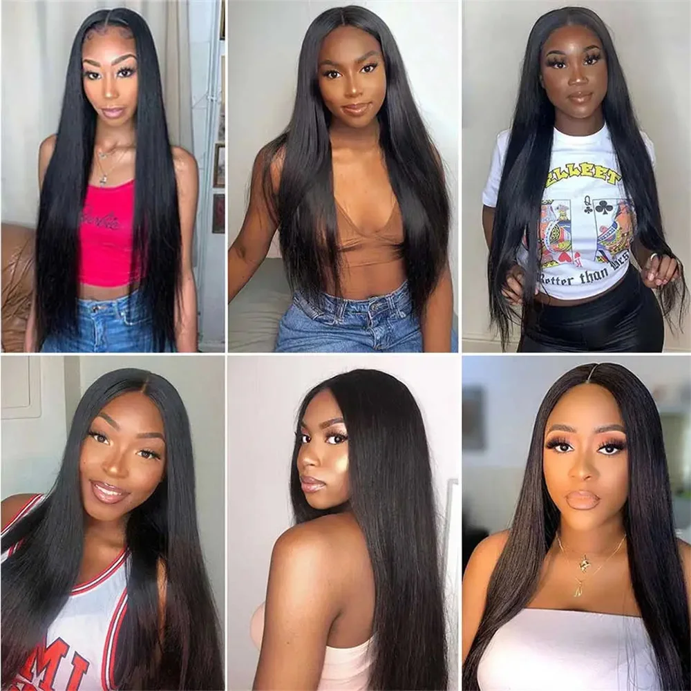 Wear And Go Bone Straight Glueless Wig 4x4 Human Hair Ready To Wear Peruvian Lace Front Closure Wigs For Women Preplucked