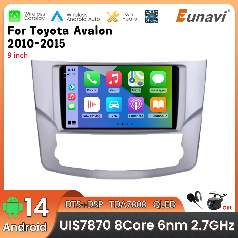Android 14 2 Din Car Multimedia Player For Toyota Avalon 2010-2015 Head Unit Stereo GPS Navigation BT WIFI