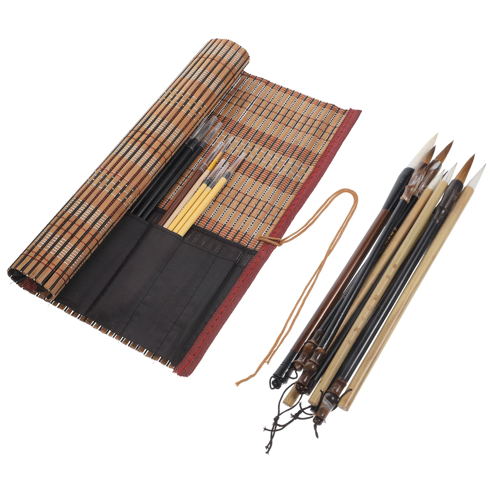 

1Set Chinese Calligraphy Brush Set Traditional Long Handle Soft Bristle Ink Brush for Calligraphy Painting Writing Beginners