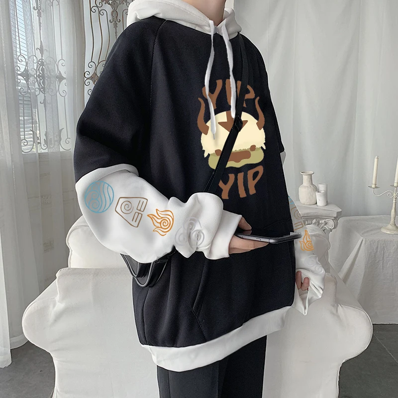 Kawaii Anime Avatar The Last Airbender Appa Cartoon Print Unisex Harajuku Streetwear Fleece Winter Long Sleeve Casual Sweatshirt