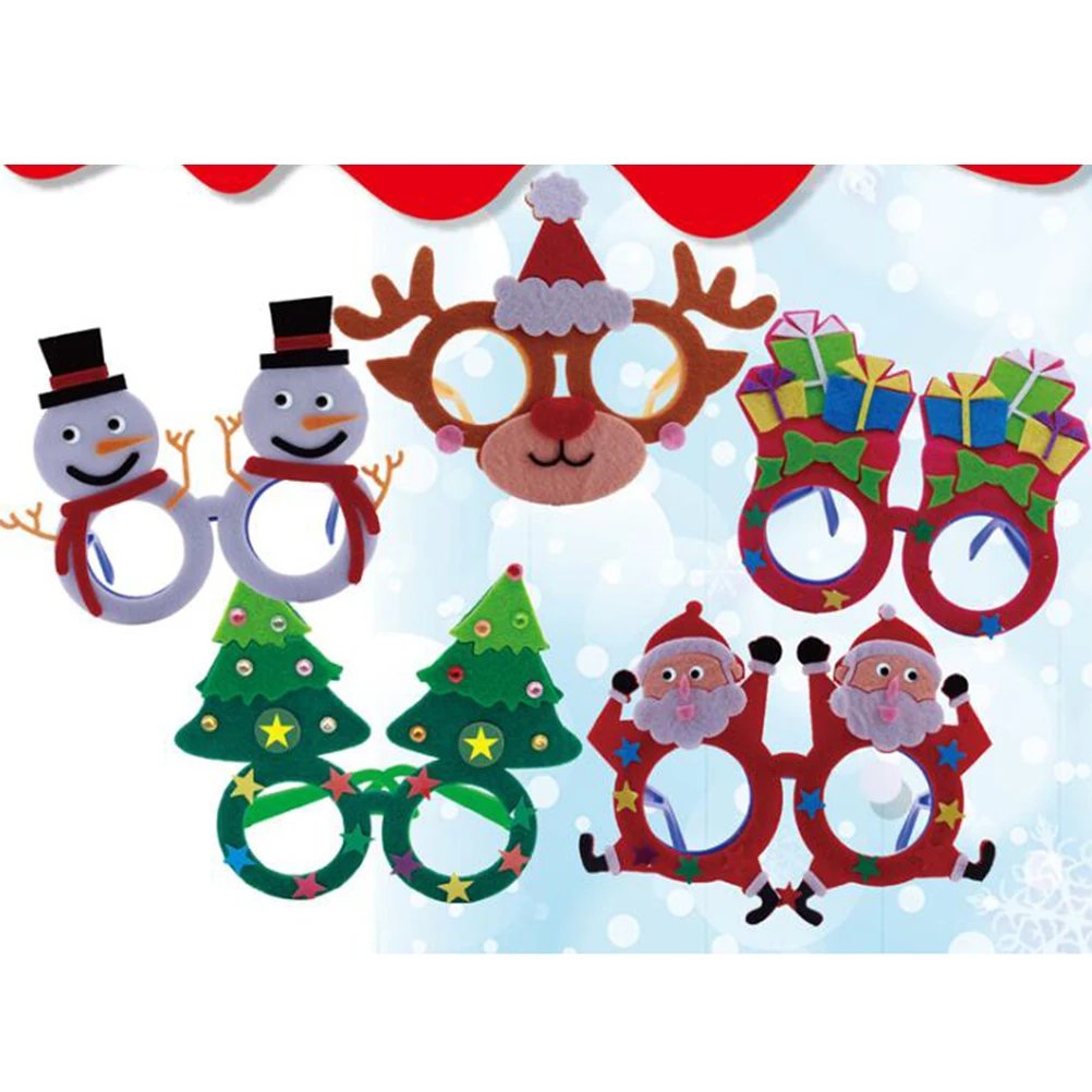 Gafas navideñas, telas no tejidas, materiales DIY, recuerdos de fiesta de guardería, accesorios ligeros y duraderos, 5 uds.