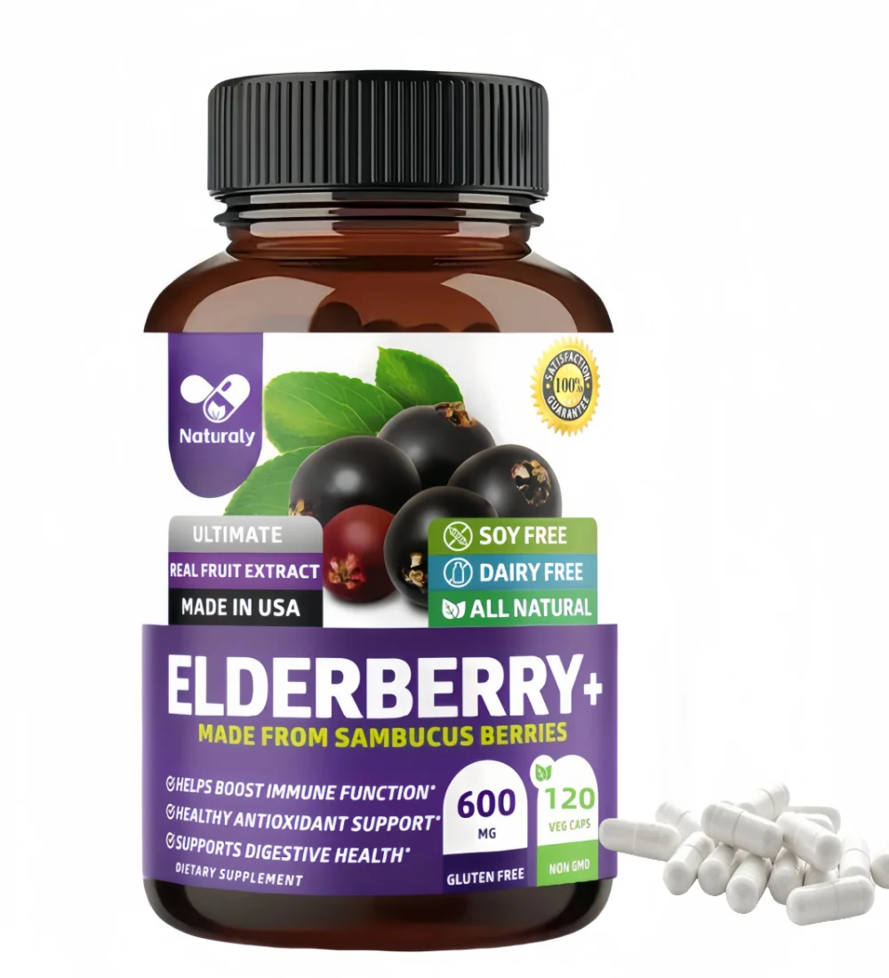 Premium Black Elderberry Capsules for Adults [Max Strength] Pure and Potent Elderberry from Sambucus Nigra to Support Immunity