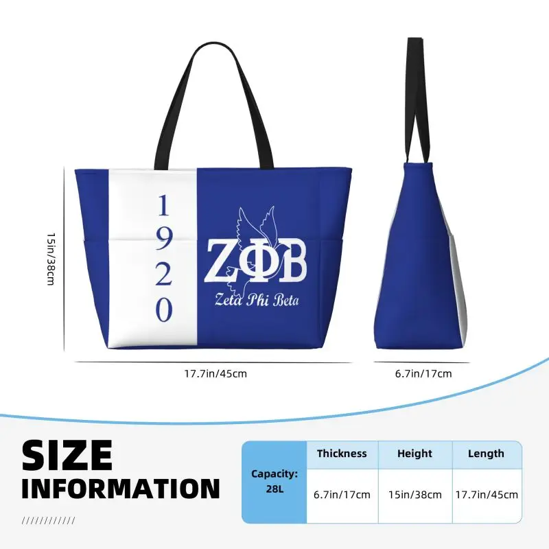 Zeta Phi Beta-Bolso de playa impermeable para mujer, bolsa grande a prueba de arena con cremallera y bolsillos para gimnasio, natación, viajes y