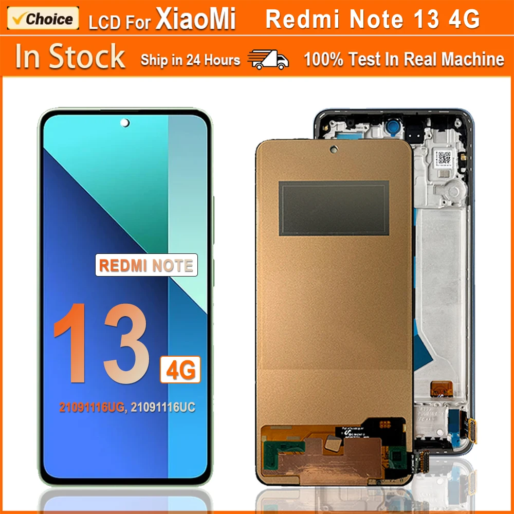 Pantalla LCD Super AMOLED para Xiaomi Redmi Note 13 4G, conjunto de digitalizador de pantalla táctil LCD para Redmi Note 13 4G 21091116UG, 21091116UC LCD