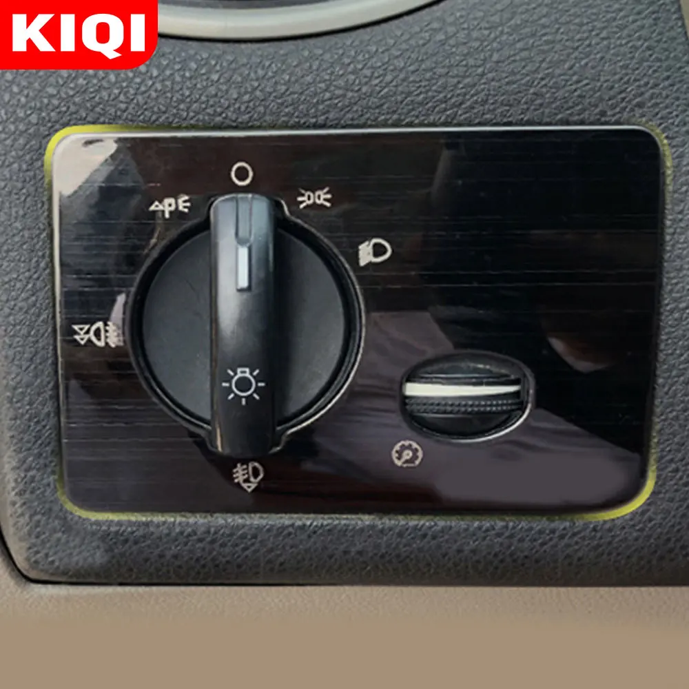 KIQI Car Headlight Switch Adjustment Knob Panel Cover Trim for Ford Focus 2 MK2 2005 - 2011 Stainless Steel Accessories