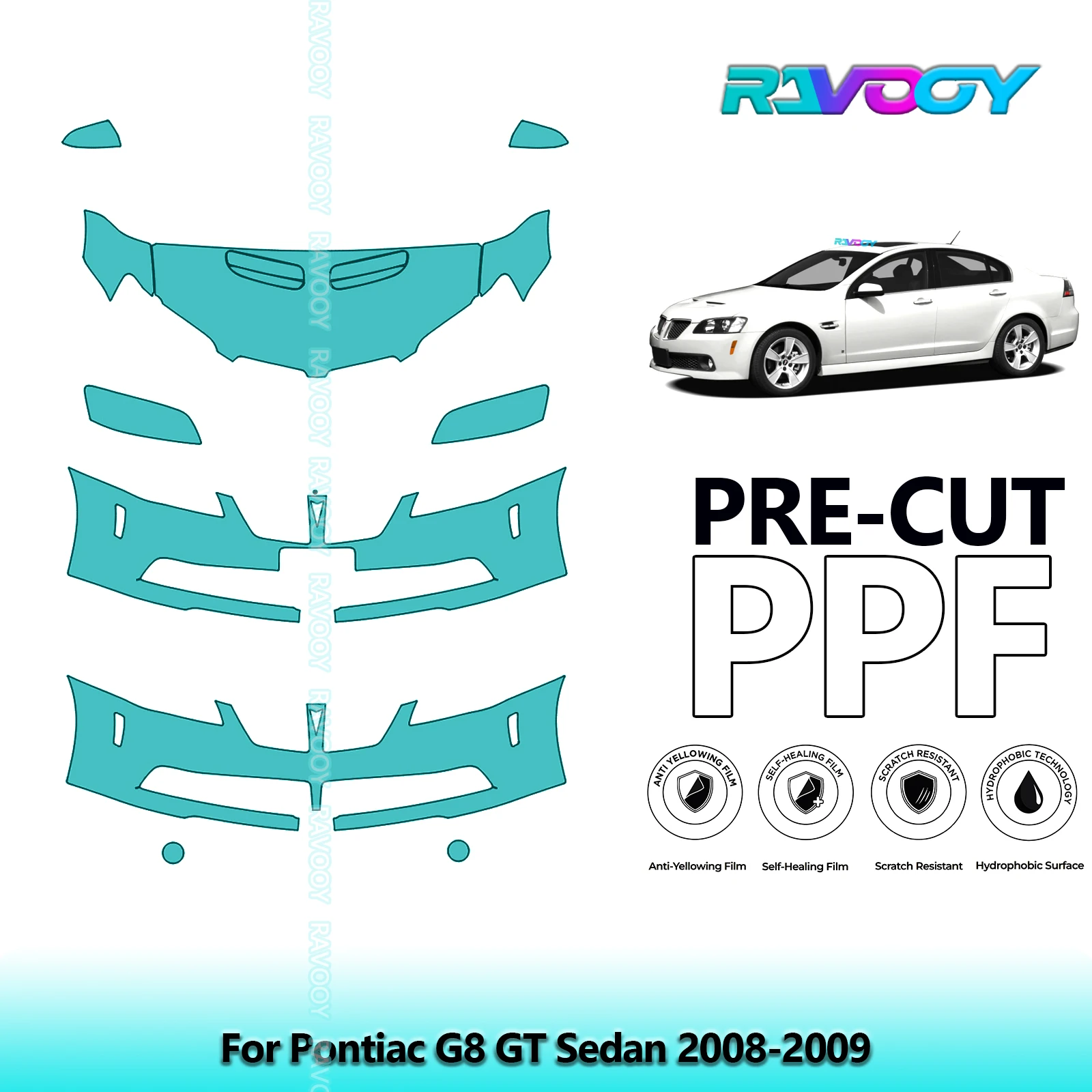 

Car Front Kit Clear Bra Precut PPF Paint Protection Film For Pontiac G8 GT Sedan 2008-2009