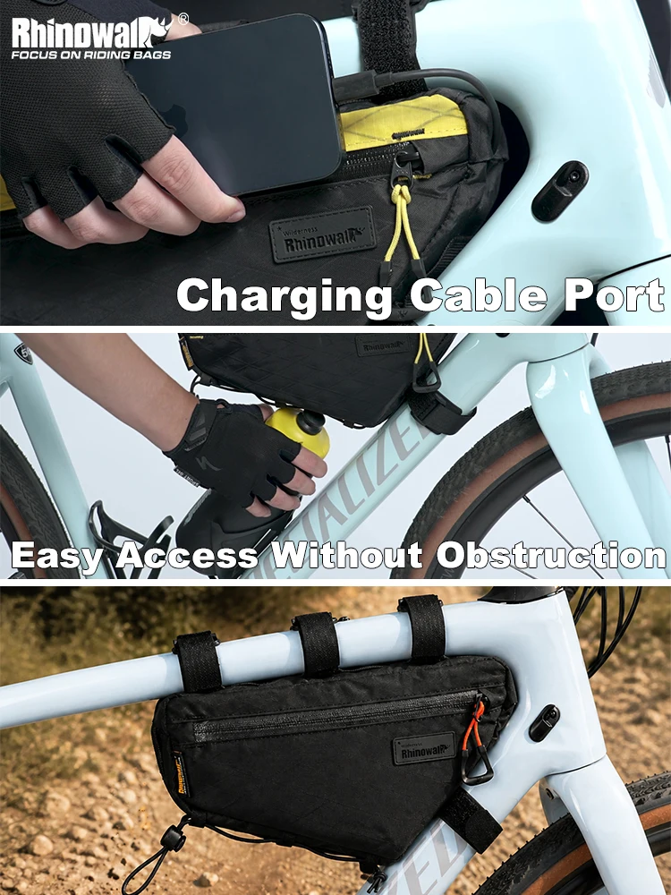 

Rhinowalk Bike Frame Triangle Bag Bikepacking Down Tube for MTB Gravel Road Bicycle 1.7L Storage Splash-Proof with Dual Zipper