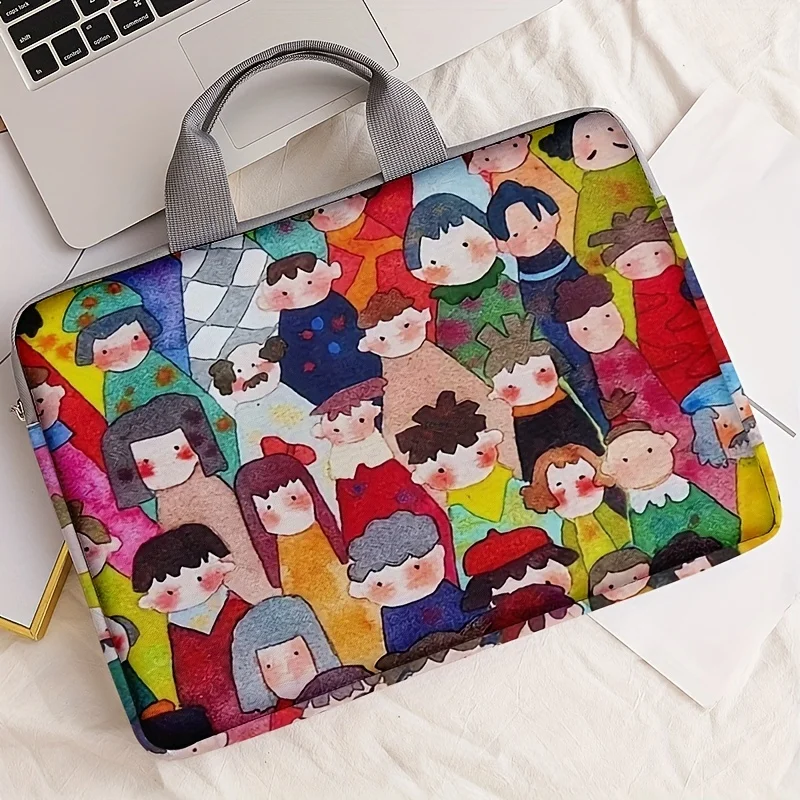 1-Piece Set, Human Patterned Laptop Bag, Briefcase, Suitable for 14 Inch Laptops, Fixed Laptop Bag
