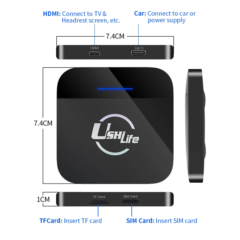 Ushilife CarPlay Video Box Android AI Box SIM Card Network for YouTube Netflix TV Play for Meeting Room Car Home