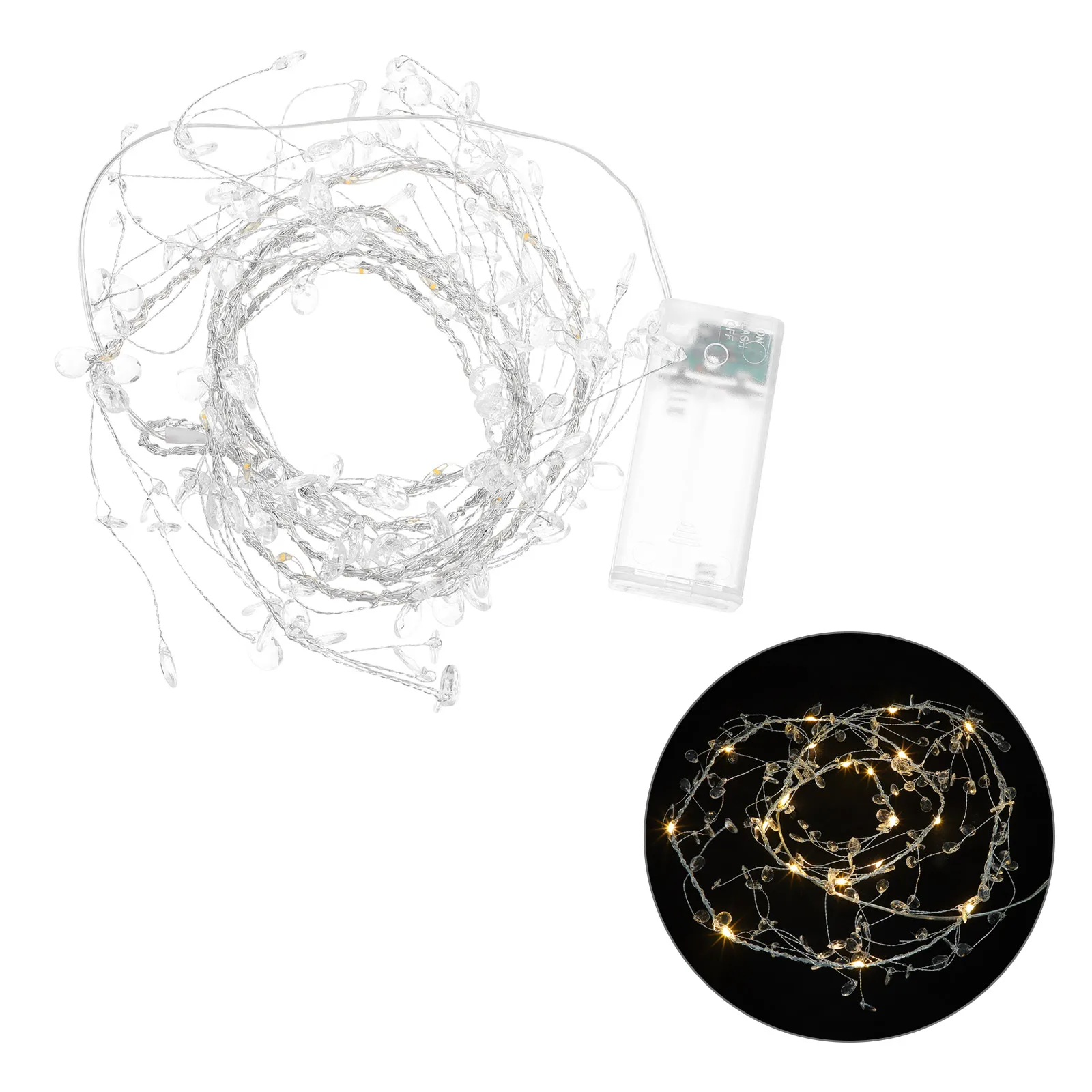 Goccia d'acqua Filo di rame Lampada Stringa Lucine Corta decorativa per le vacanze Appesa Ufficio bianco trasparente