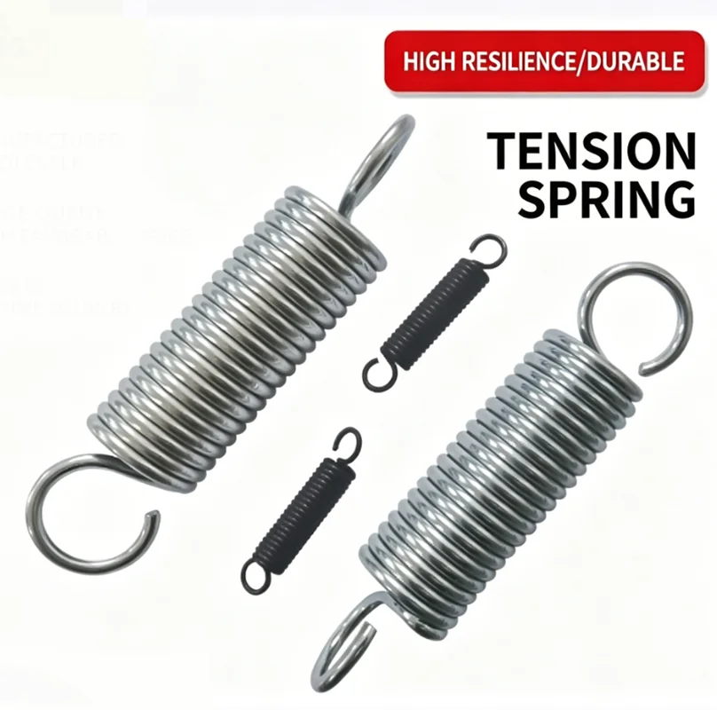 Opening Hook Tension Spring Wire Diameter 1.2 * 8/9/10/12/14mm O.D Length 70-320mm Galvanized Traction Tension Spring S Hook