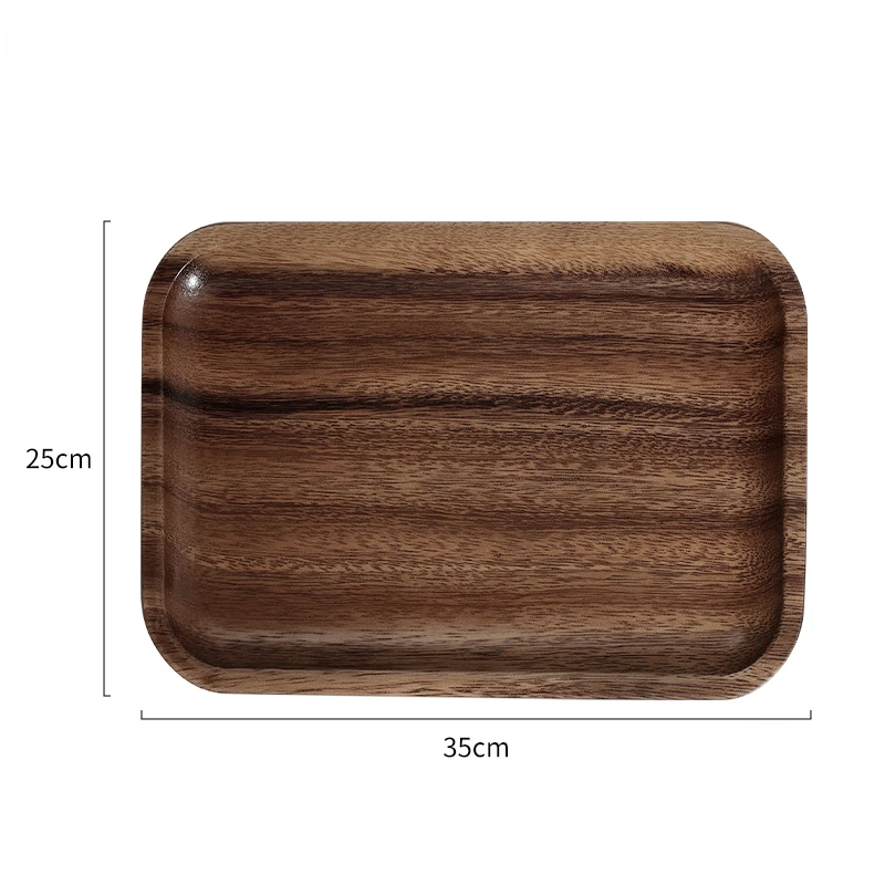 Simple Acacia Wood Tea Tray Rectangular Afternoon Tea Coffee Tray Household Storage Wooden Dinner Plate