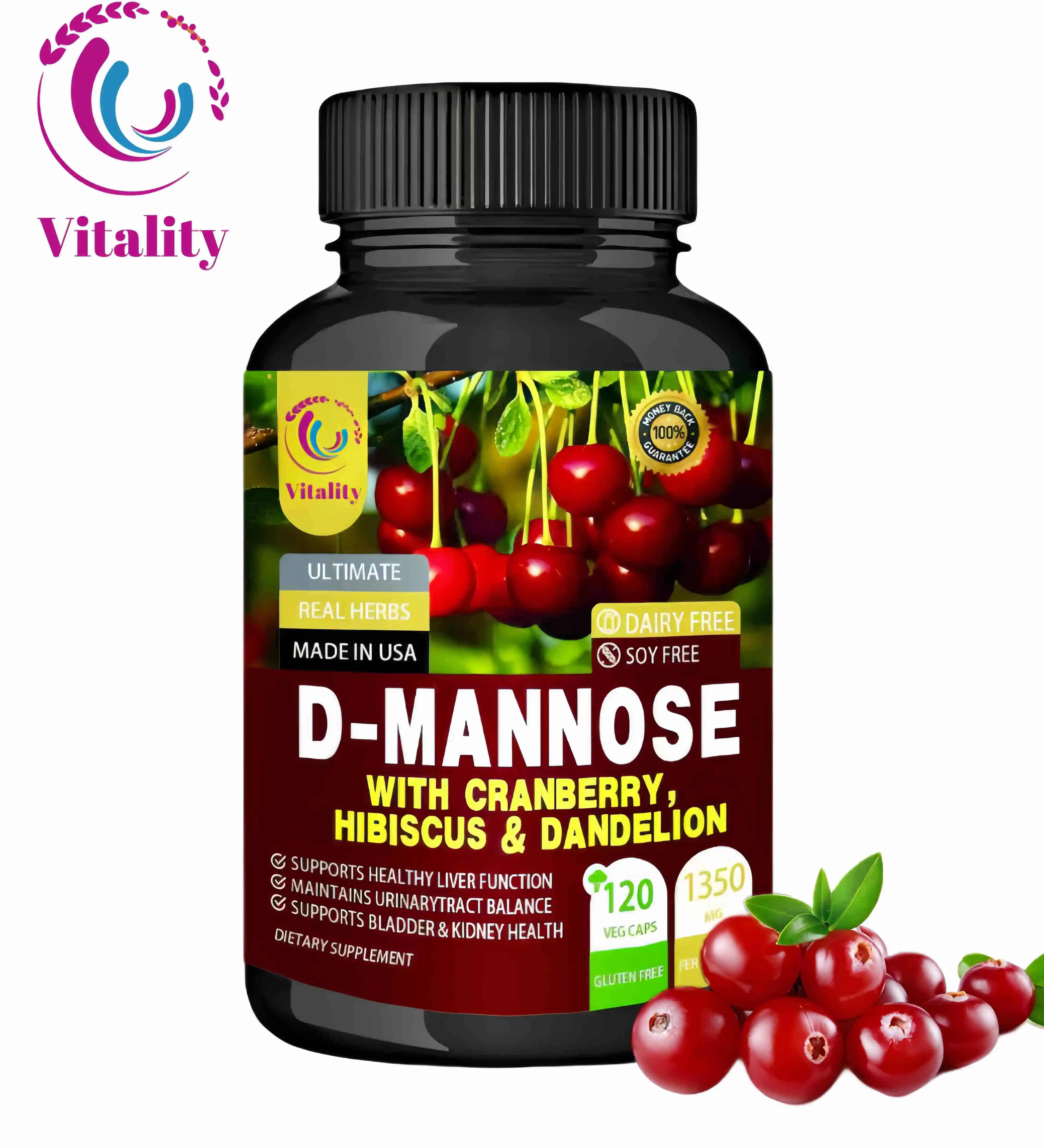 D-Mannose Herbal Complex Capsules / Natural Cleansing Support / Urinary Tract Support Bladder Health