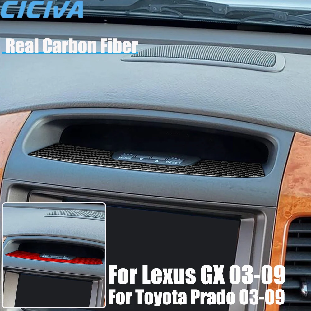 

Real Carbon Fiber Car Accessories Center Console Screen Decorative Cover Soft Sticker For Lexus GX For Toyota Prado 2003-2009