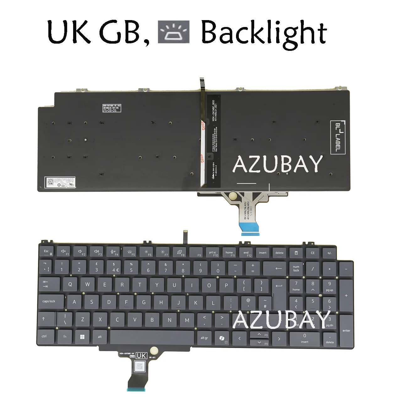 Backlight Keyboard For Dell Pro 16 Plus PB16250 PB16255,Pro 16 PC16250 PC16255,Pro Max 16 MC16250  MC16255 UK GB