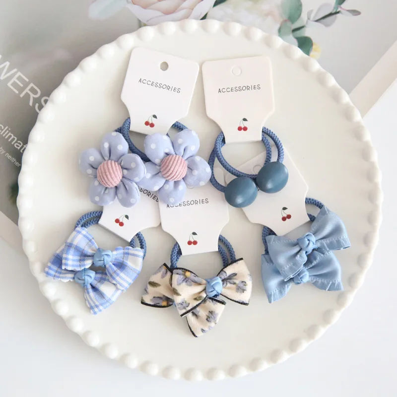 

10pcs Sweet Cute Butterfly Bow Hair Tie Rubber Band Lattice Flower Ball Headband Elastic Headwear Kids Hair Accessories