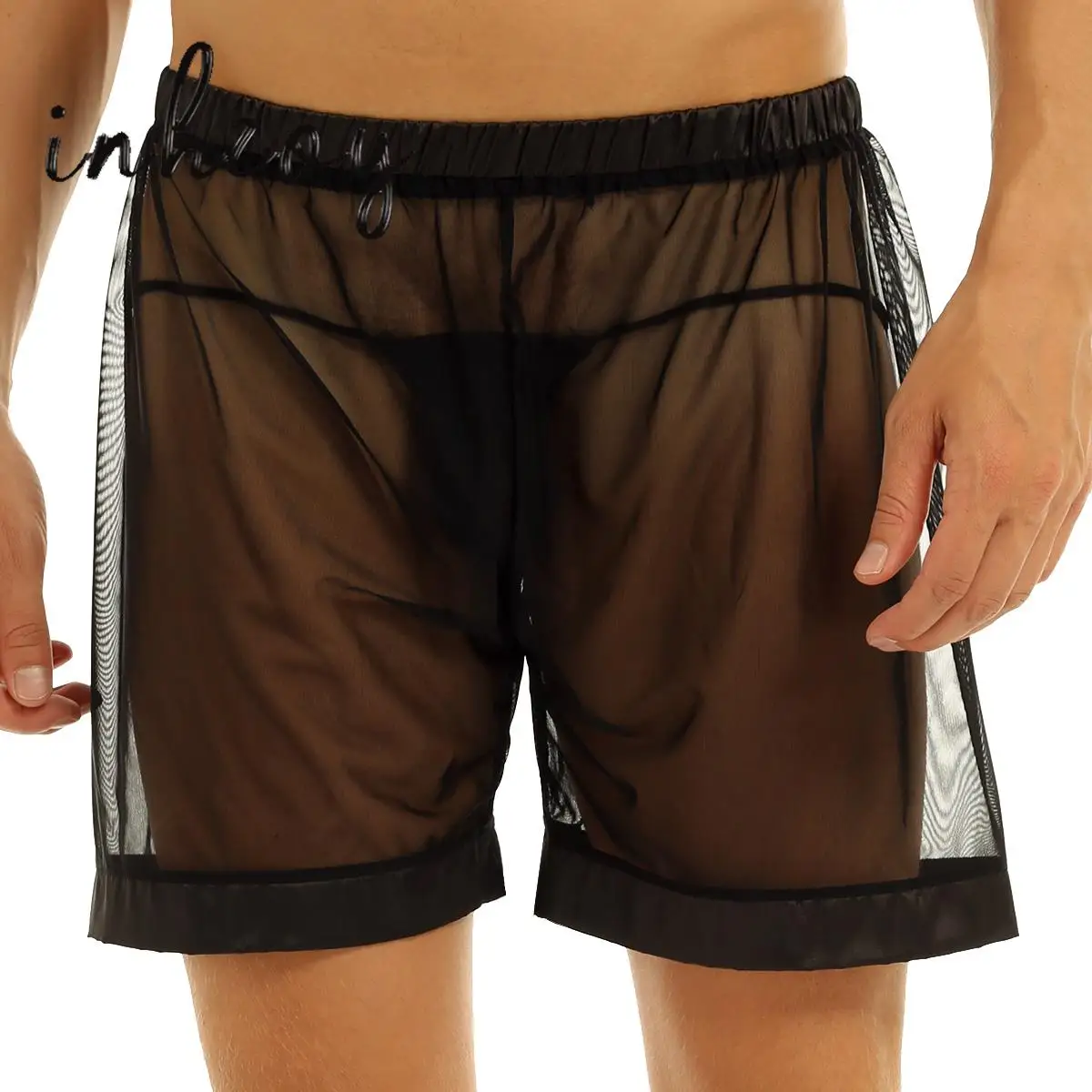 

Mens Transparent Shorts Pants Sexy Lingerie Net Mesh See-through Loose Trunks Boxer Shorts Swimwear Nightwear Beachwear