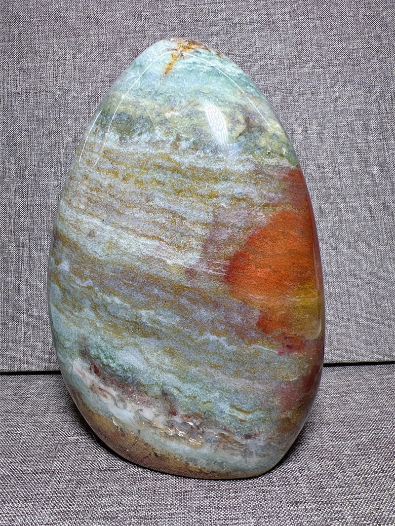 Natural Ocean Jasper Free Form Crystal Quartz Egg Sea Stone Mineral Madagascar Healing Palm Workmanship Ornament Carving Chip