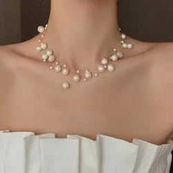 French Style Light Luxury Elegant Niche Design Pearl Multi-layer Pendant Necklace Fashion Women Sweet Jewelry Accessories