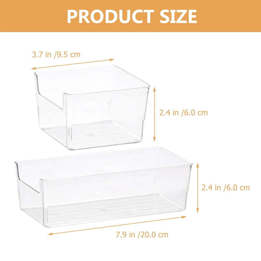 

2pcs Desktop Drawer Organizing Boxes Adjustable Storage Bins For Desk Bathroom Kitchen Closet Divider Compartments Acrylic