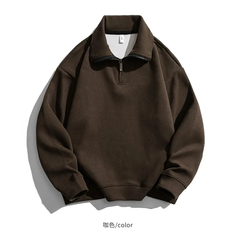 

Plus Size Men's Sweatshirts Casual Autumn Winter Stand Collar Pullover Hoodies Half Zipper Tops Male Outdoor Streetwear Clothing