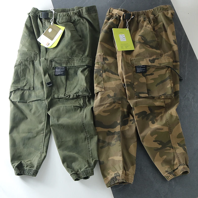 

Men's Tactical Camo Trousers Autumn Large Pockets Retro Camouflage Overalls Fashion Baggy Leggings Slack