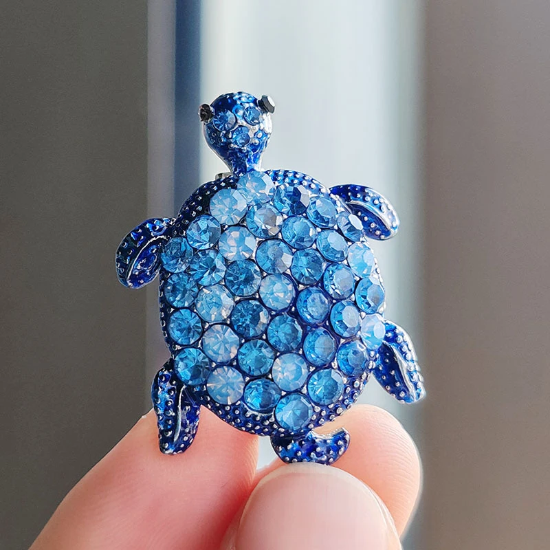 1pc Vintage Rhinestone Cute Cartoon Turtle Animal Brooches Women Men Coat Clothing Accessories Brooch Pins Party Jewelry Gifts