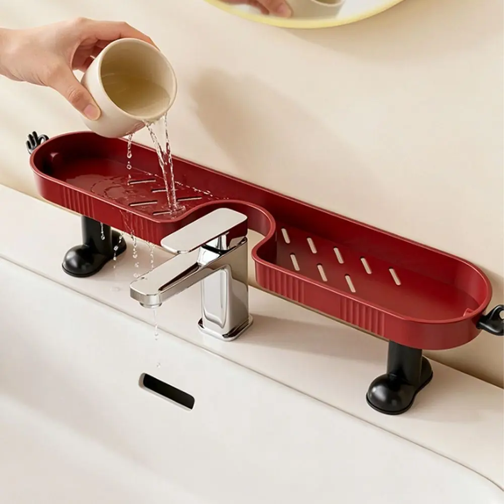 

No-Drill Bathroom Storage Rack Removable with Hook Faucet Sink Shelf Large Capacity Space Saving Sink Drying Rack Toilet