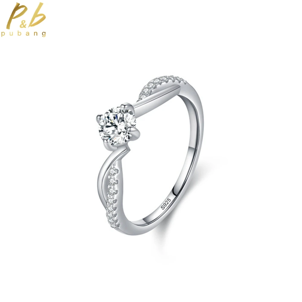 

PuBang Fine Jewelry 100% 925 Sterling Silver 1CT High Carbon Diamond Luxury Ring for Women Engagement Wedding Gift Drop Shipping