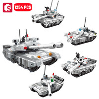 SEMBO 4IN1 Main Battled Tank Assemblage Building Blocks MOC Military Vehicle Models Car Construction Sets Kids Toys Boys Gifts