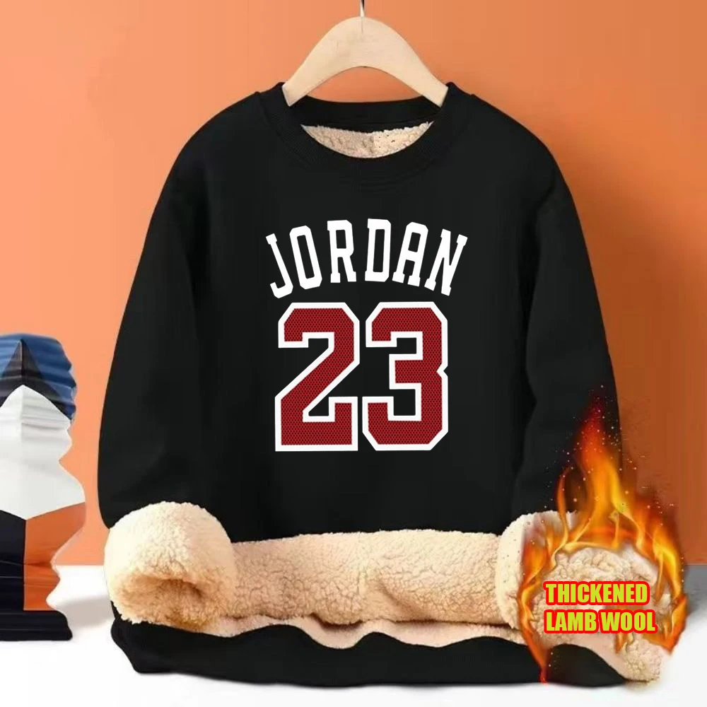 

Basketball Sports Men's Long Sleeve Shirt Simple Digital Print 23 Tops Winter Thickened Warm Comfortable Man Clothing Hot Sales