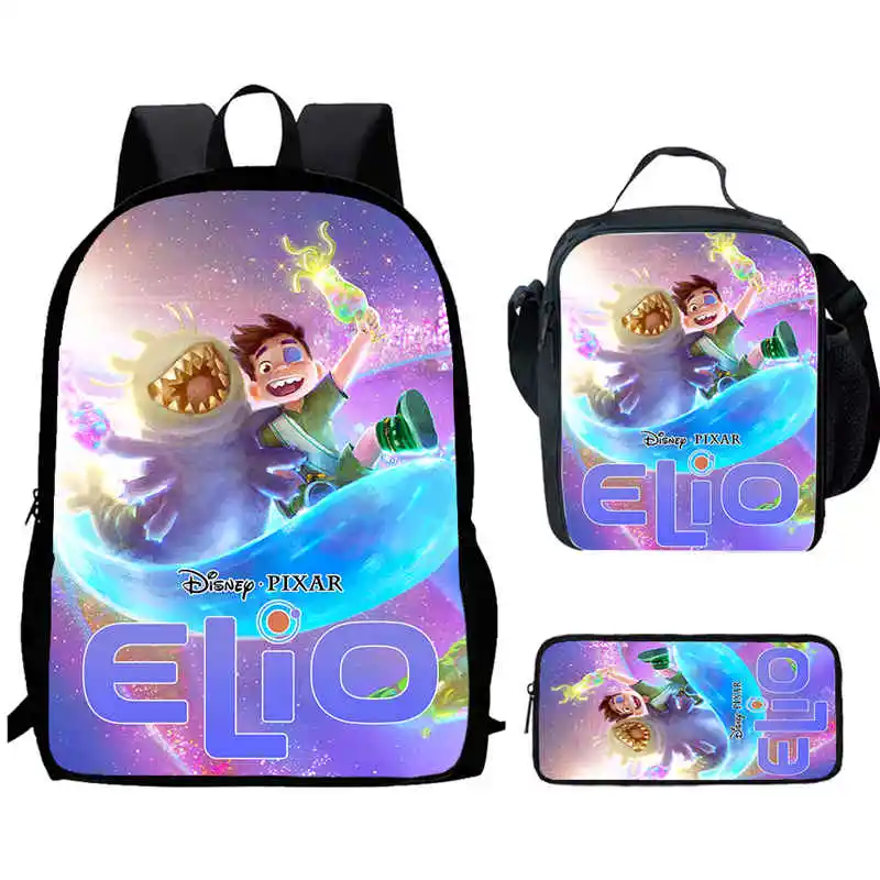 

Cartoon ELIO Child School Backpack With Lunch Bag Pencil Bag For Age 4-9,Light Weight School Bags For Boys Girls