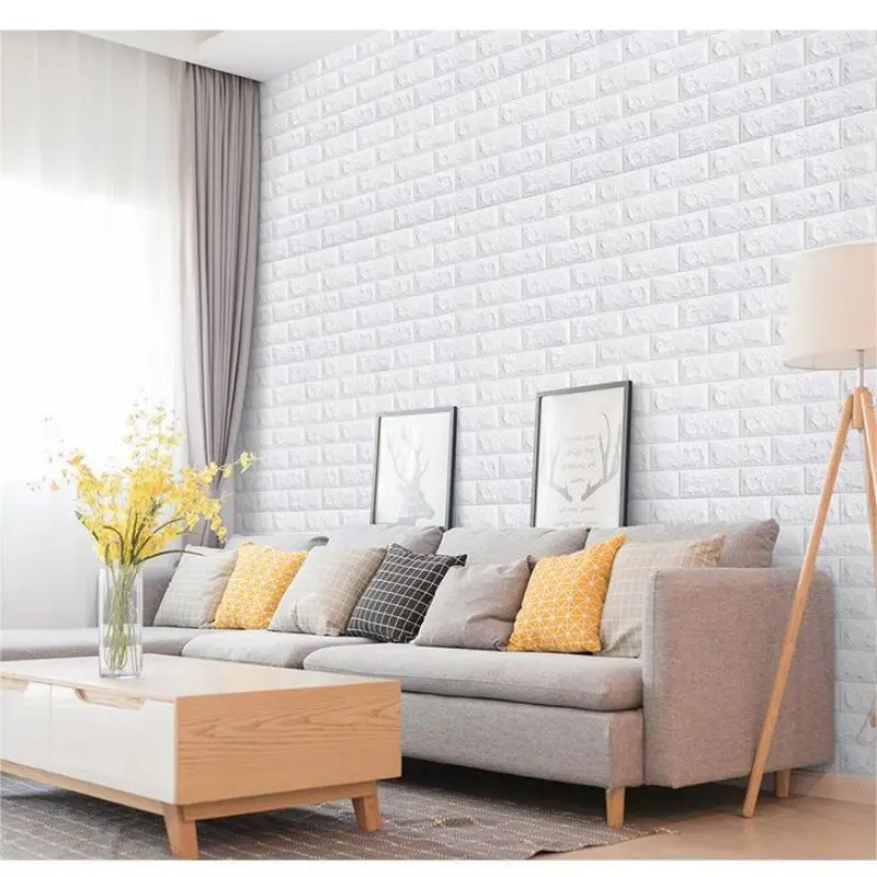 3MM 10/20PCS Self-adhesive 3D Brick Wallpaper PE Foam Wall Panels Stickers Waterproof Wallpaper Home Decoration
