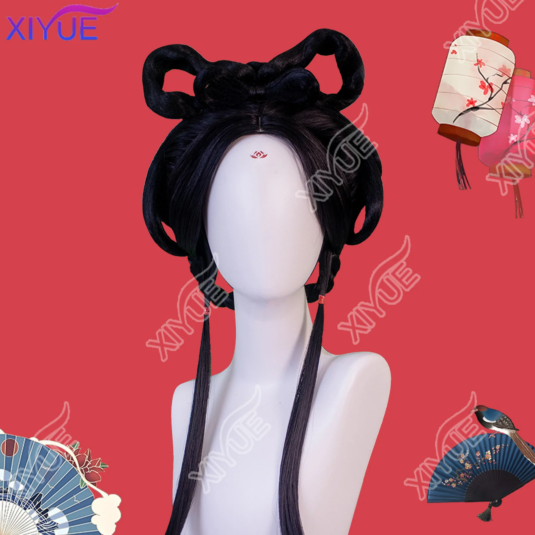 XIYUE Long Straight Synthetic Ancient Chinese Ancient Style Wigs Cosplay Hanfu Modelling Wig Ancient Styleset