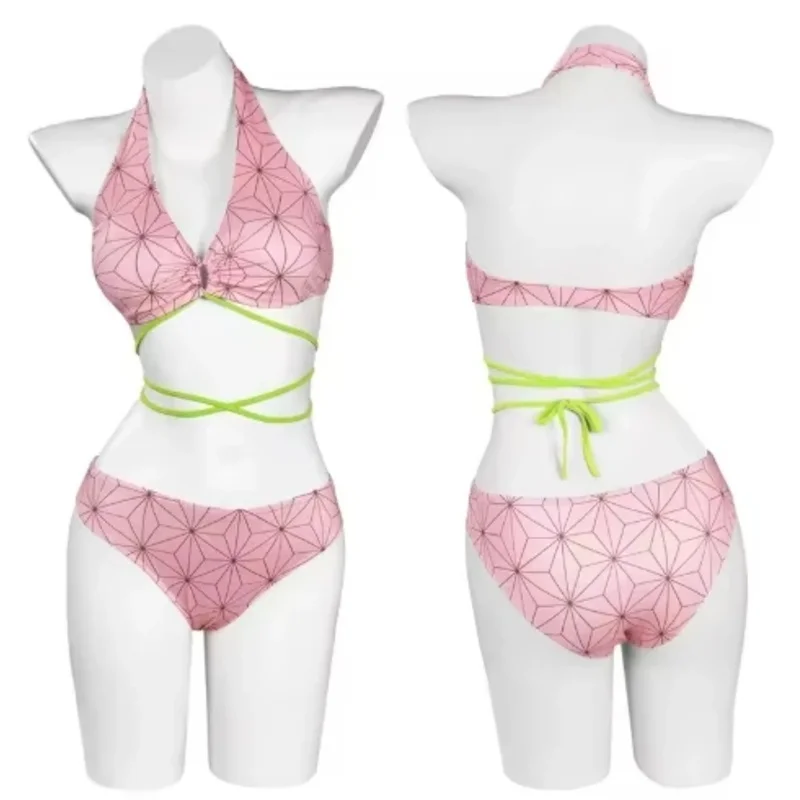 

Anime Demon Slayer Cosplay Costume Gokudera Makoto Zouma Monzekoro Bikini Beach Halloween Summer Split Swimsuit Set