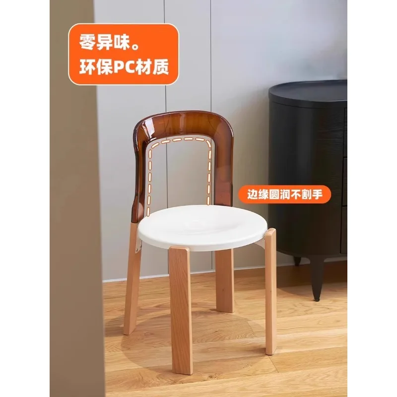 

Solid wood dining chair acrylic medieval simple household dining table and chair backrest cafe casual chair