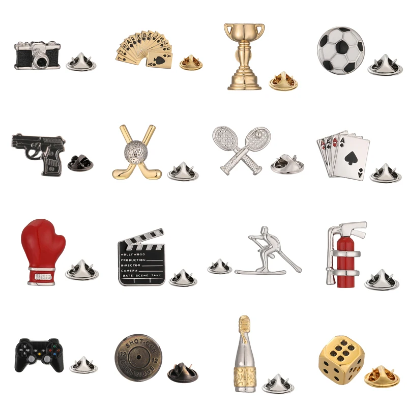 Men's brooch copper material entertainment sports poker dice design Suit coat lapel pin women's hat backpack badge